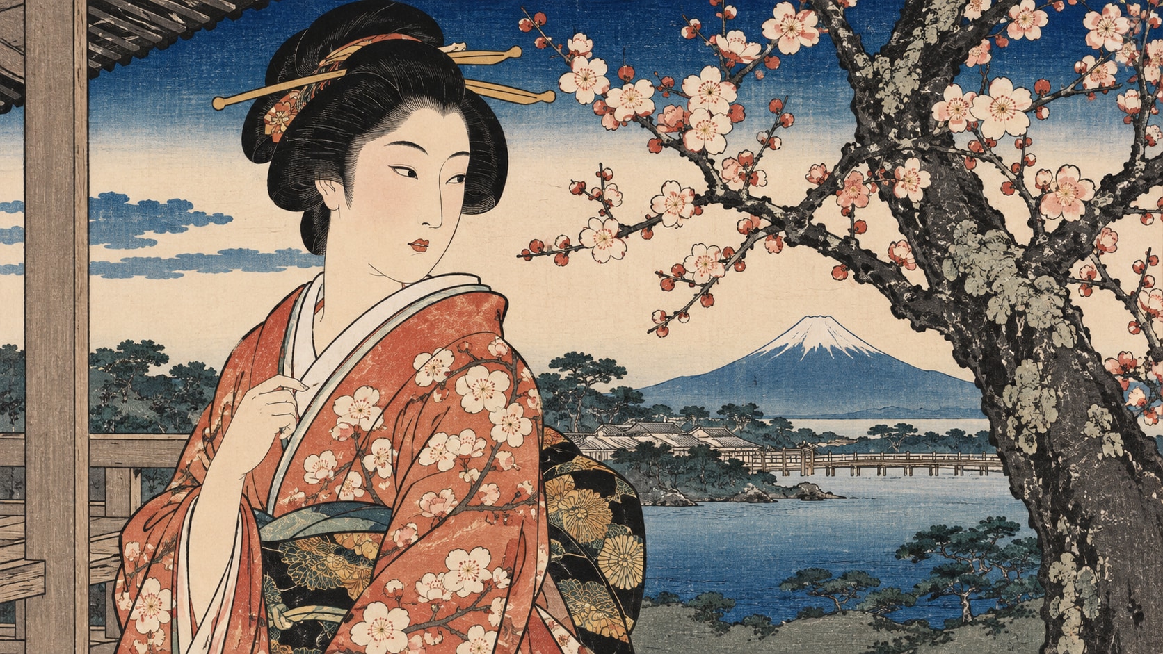 Filmora AI image generator creating ukiyo-e style prompt visuals