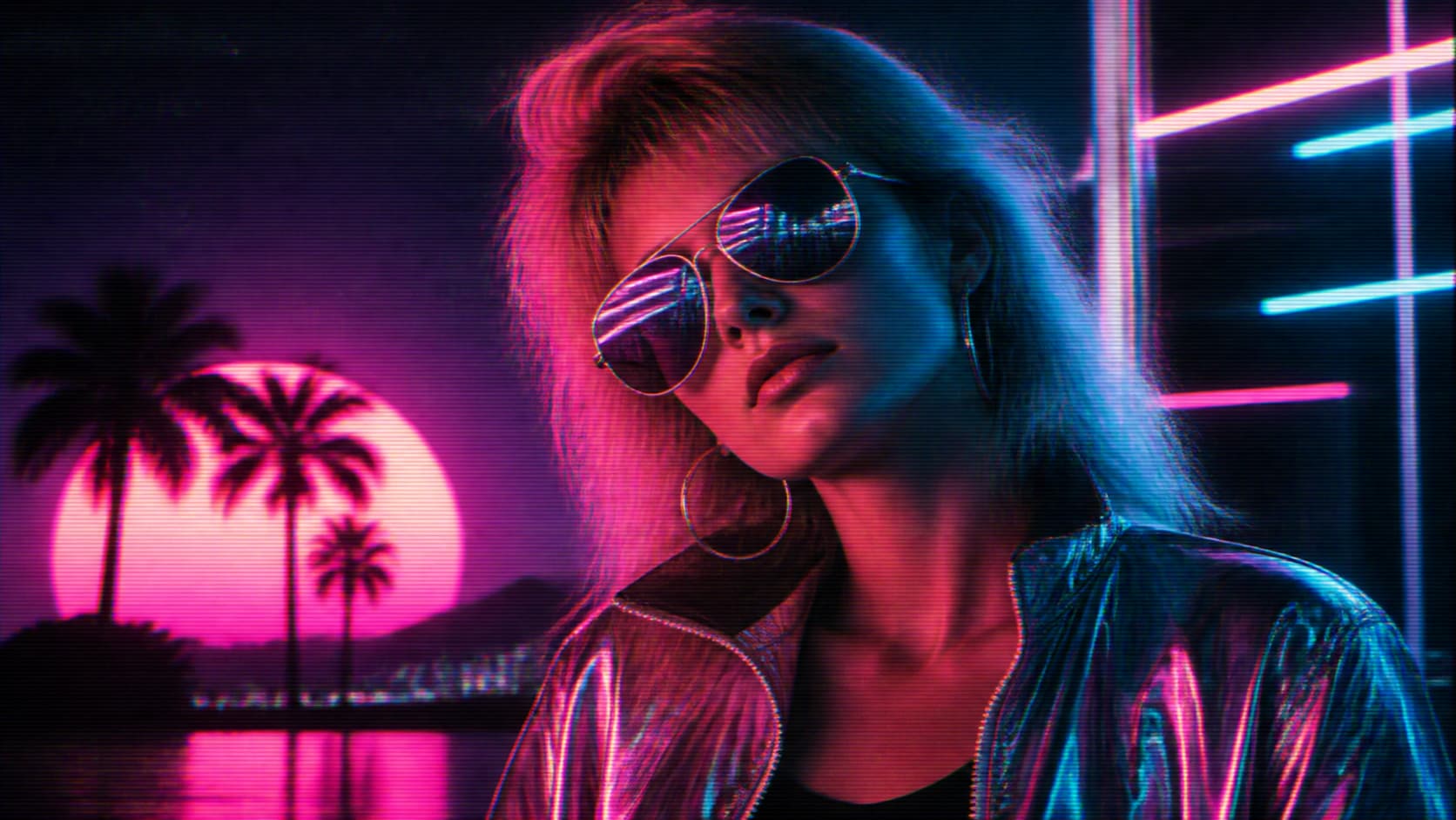 Filmora AI image generator creating vaporwave photo prompt visuals
