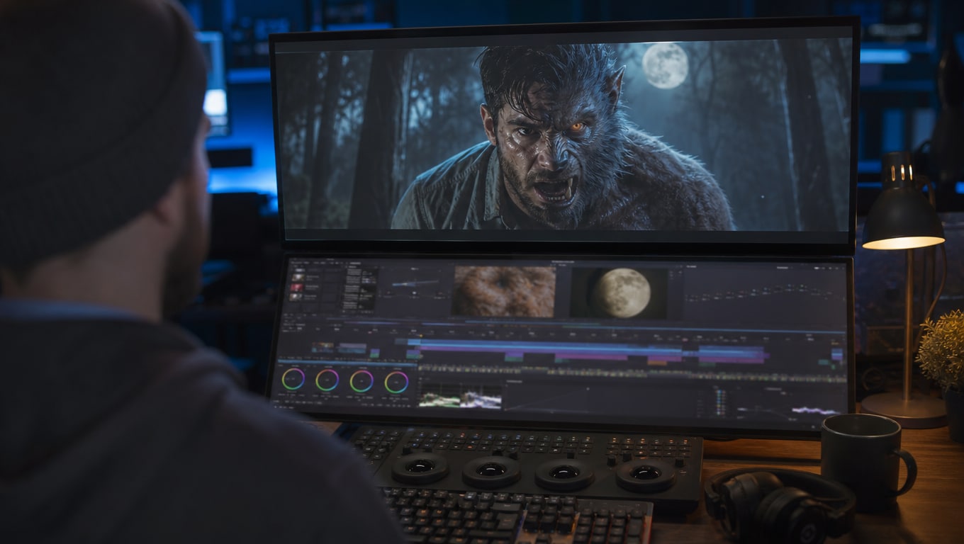 All in one video editing workflow for werewolf transformation