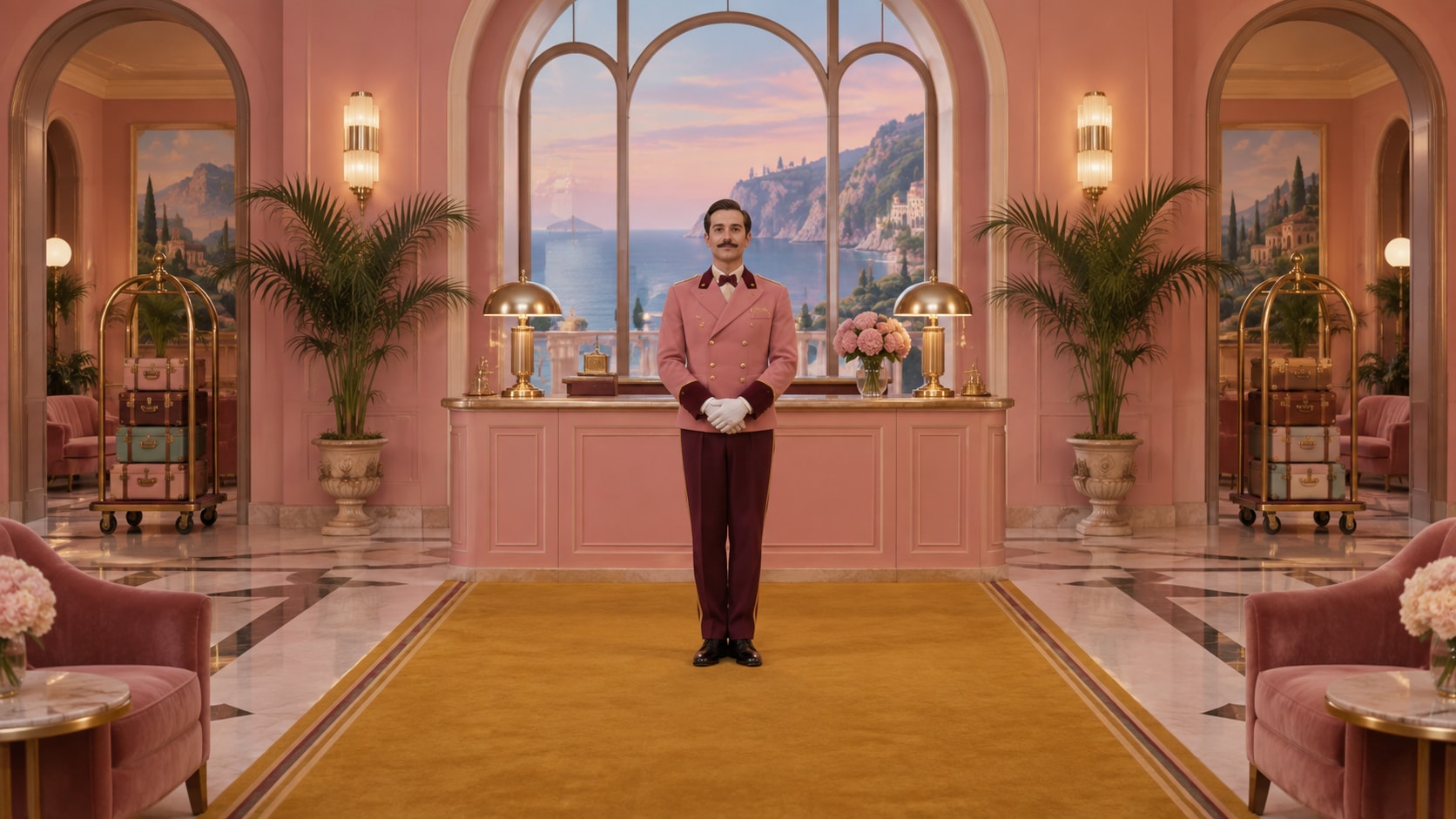 Filmora AI image generator creating Wes Anderson poster prompt visuals