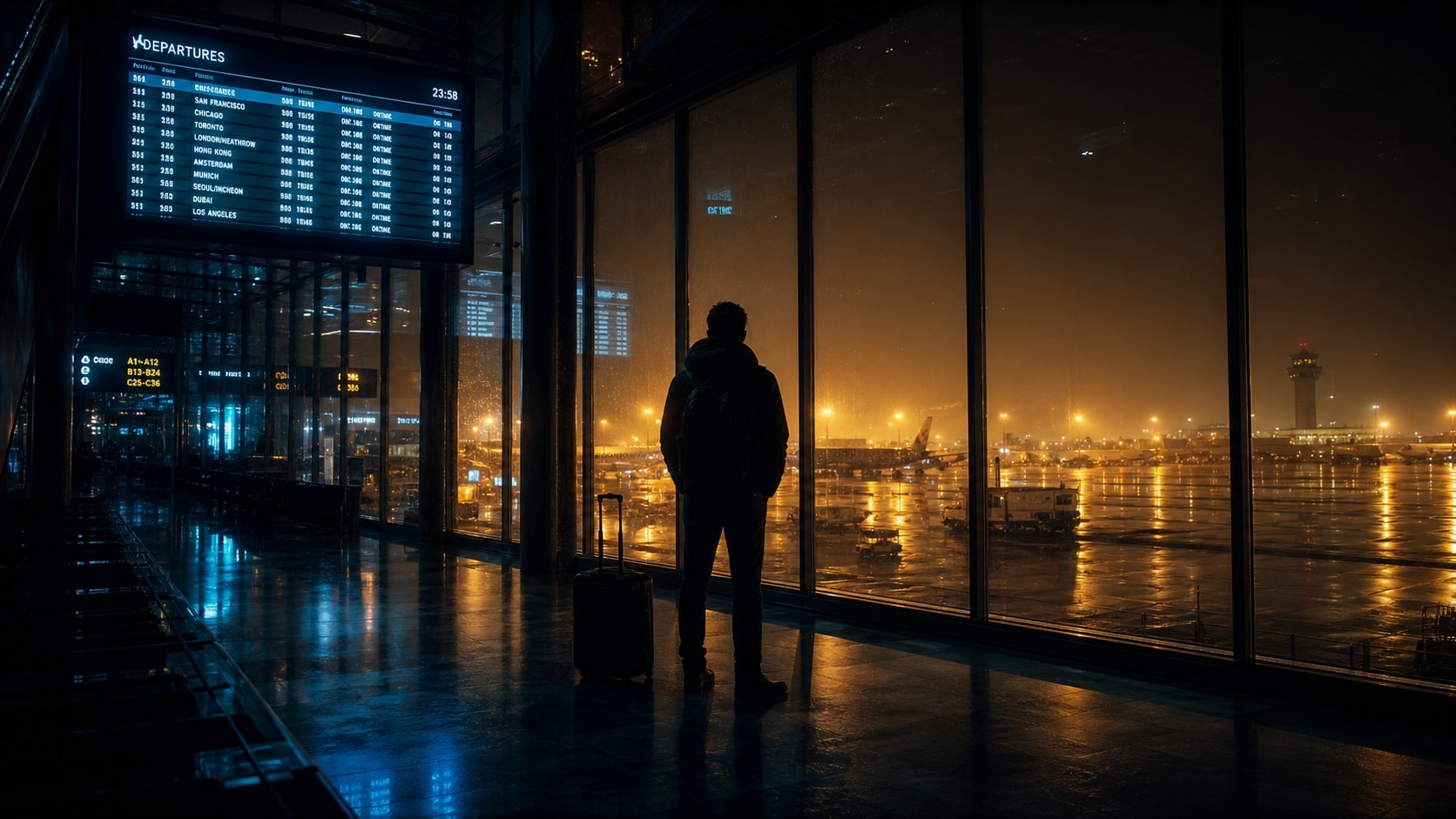 Master cinematic lighting for airport portrait prompt