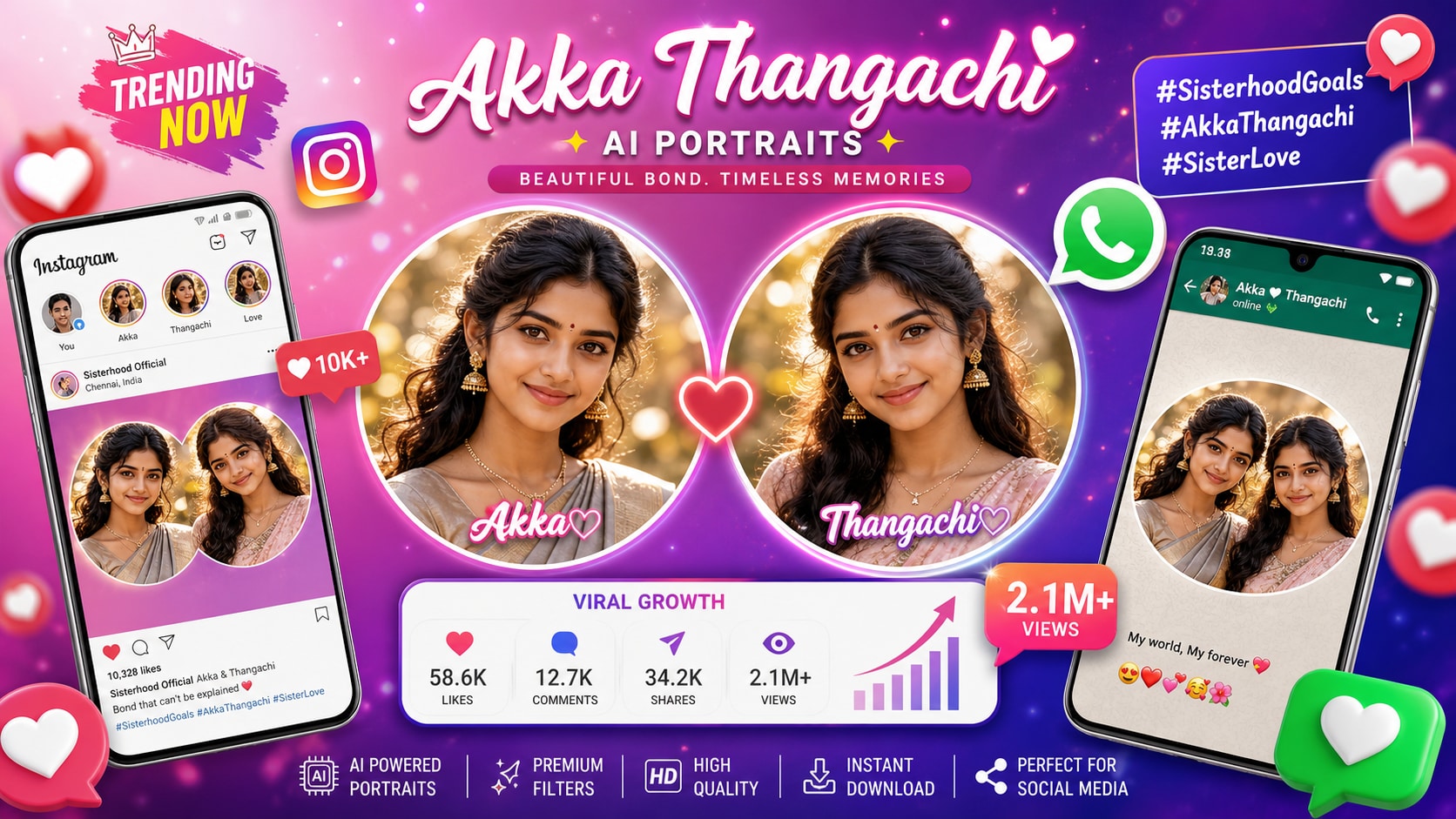 Social media profiles with akka and thangachi prompt