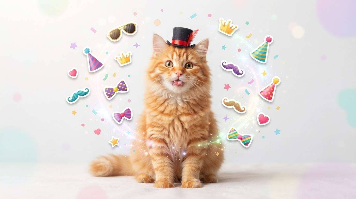 Enhance creative cat portraits with AI stickers