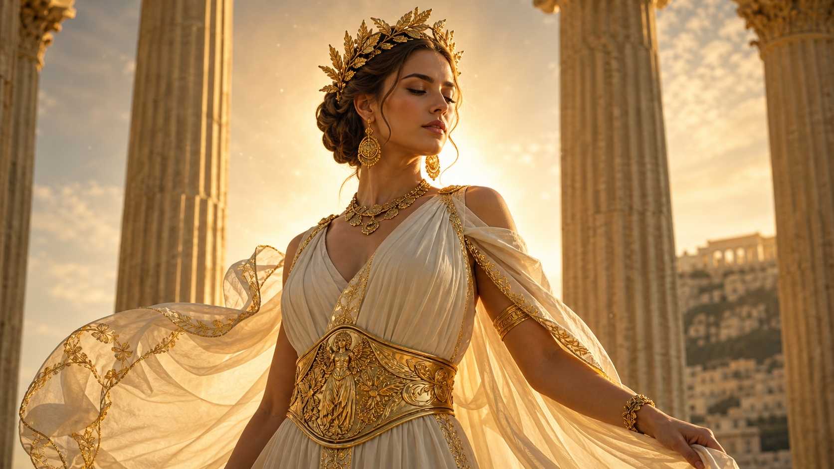 Generate divine ancient Greek goddess outfits using AI