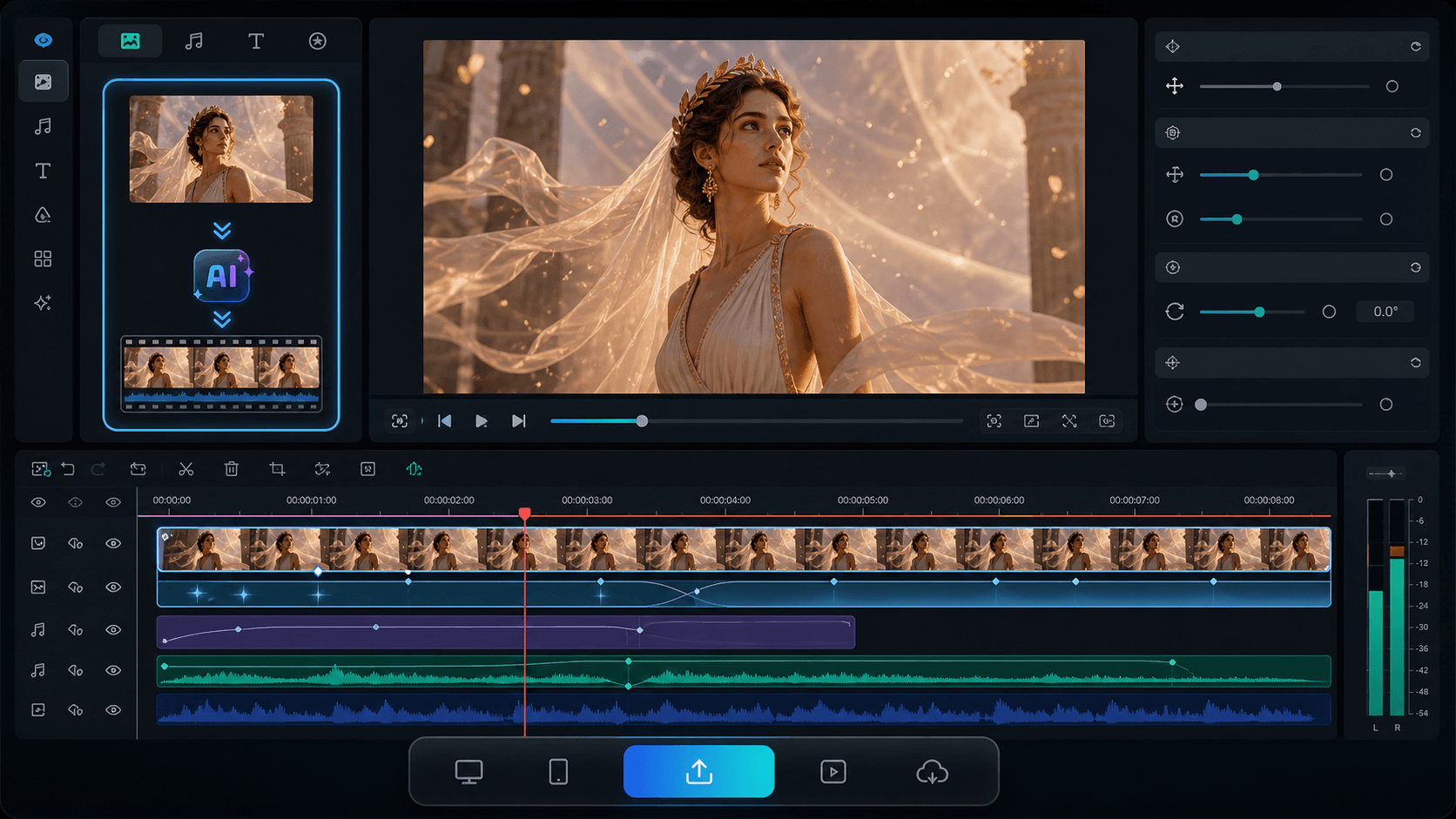 Filmora prompt control for ancient Greek girl portraits