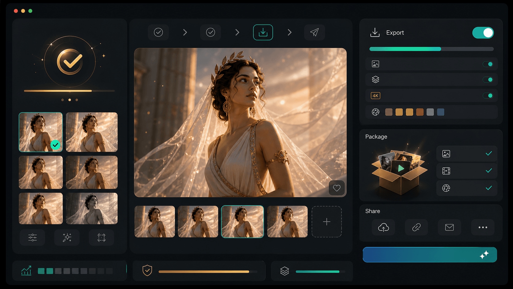 Filmora finishing workflow for ancient Greek girl assets