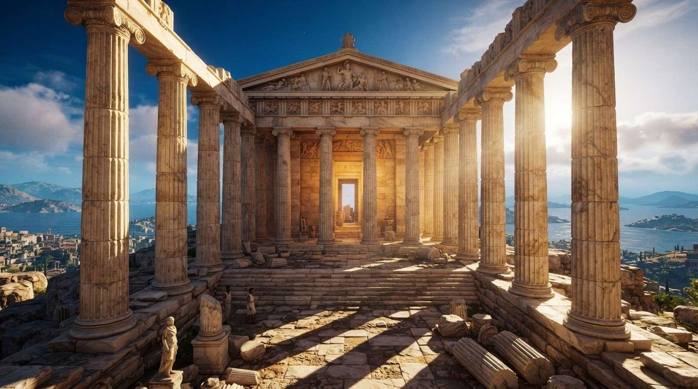 Generate ancient Greek aesthetic and Acropolis ruins with AI