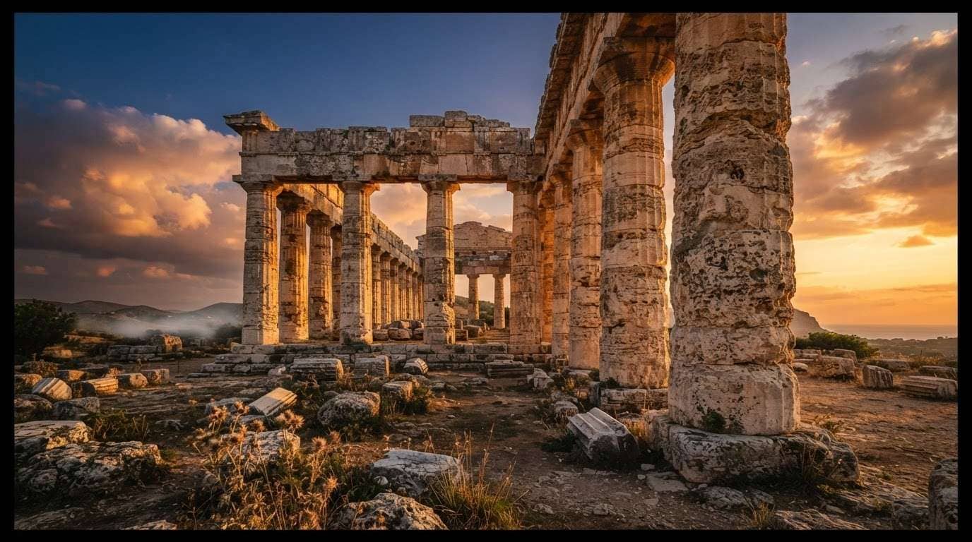 Create photorealistic Greek ruins photography using AI
