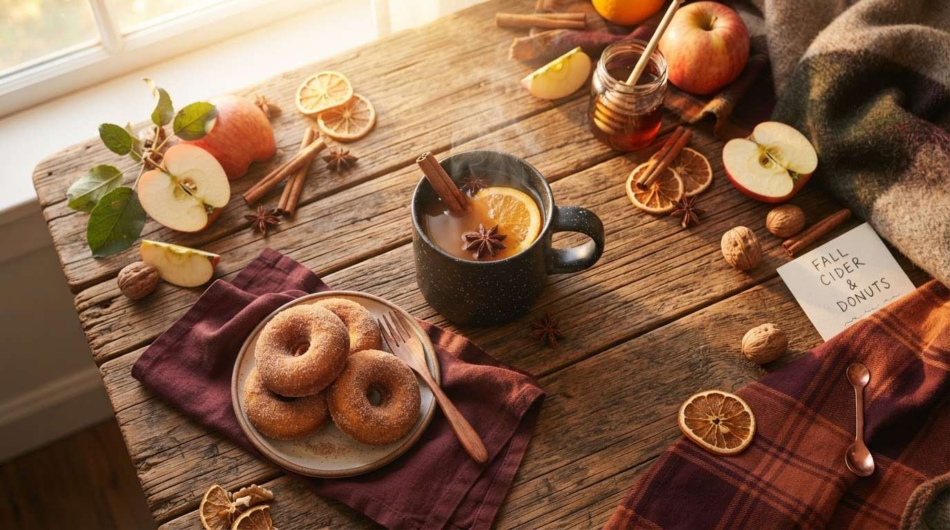 Share apple cider donuts aesthetic on social media