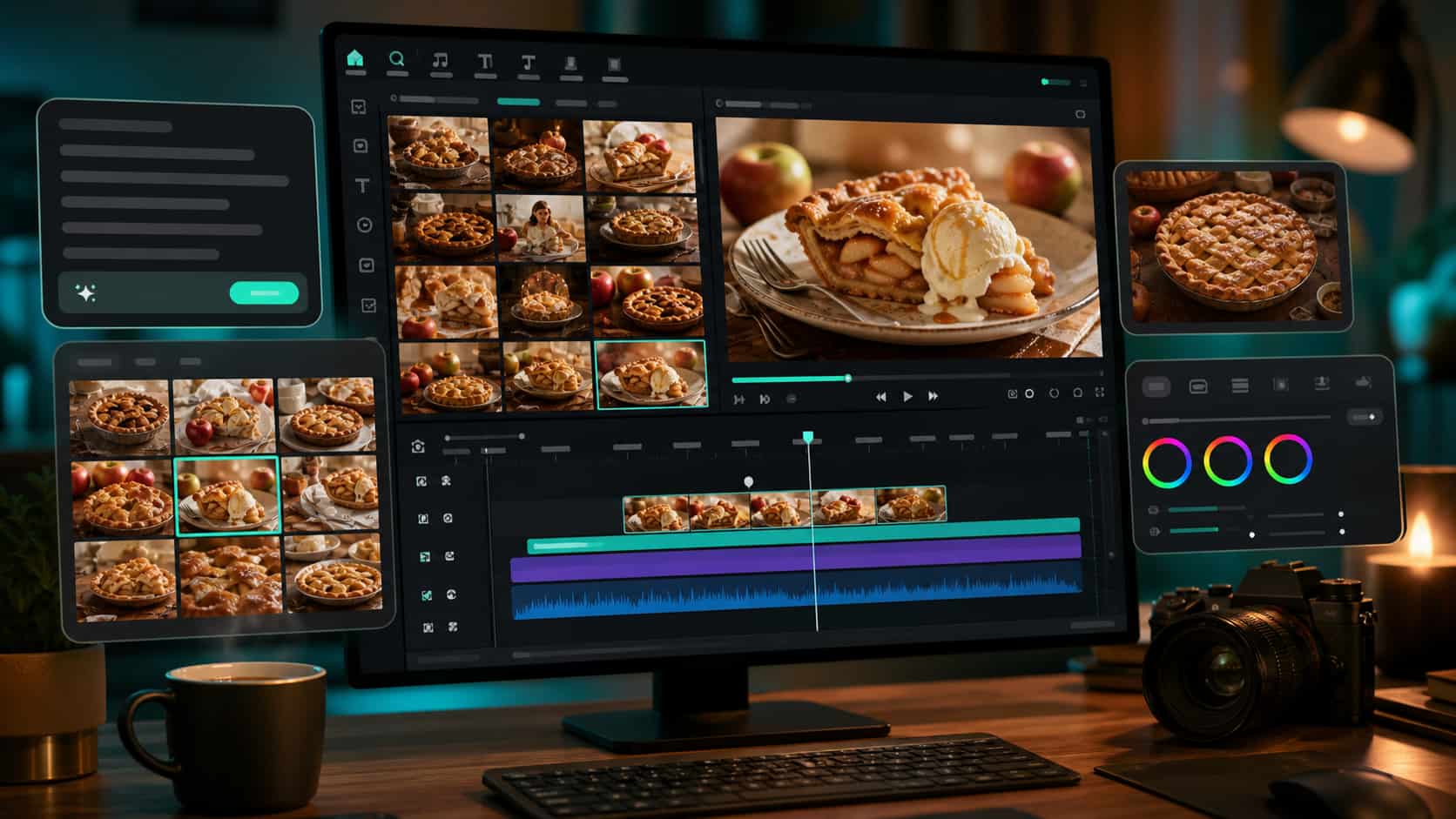 Generate apple pie aesthetic images in Filmora