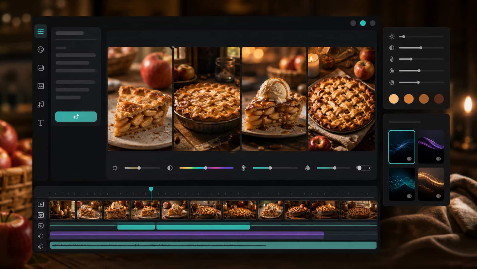 Refine apple pie food photo styles with AI models