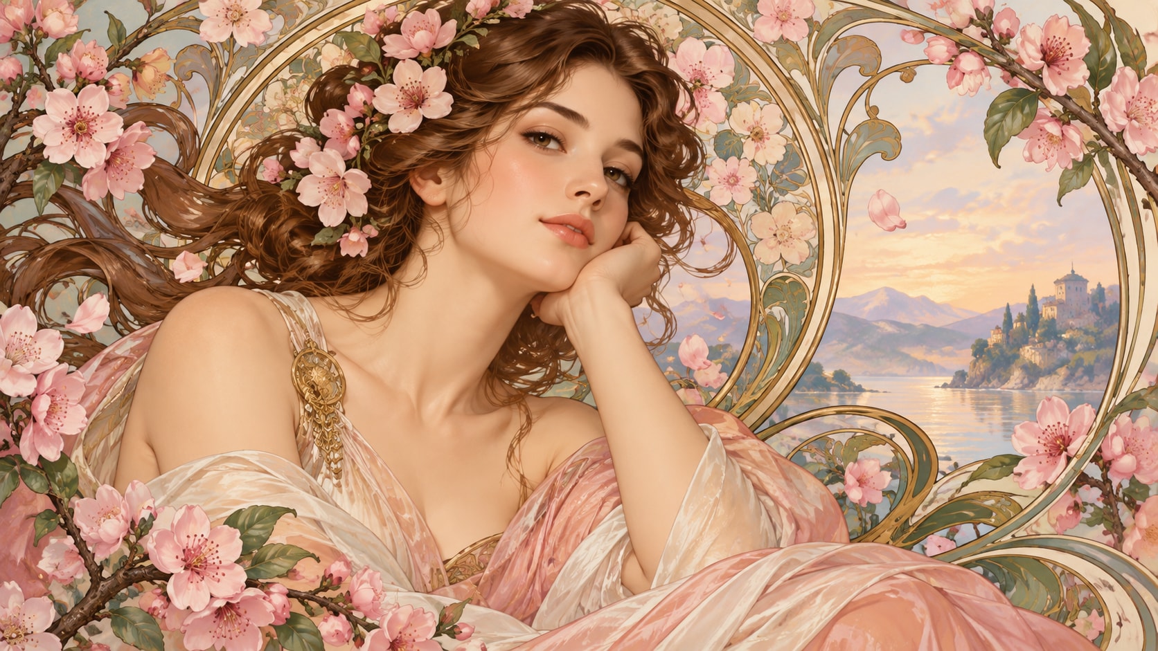 GPT Image 2 creating controlled Art Nouveau portrait prompt detail