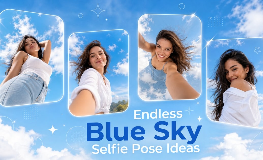 blue sky selfie pose ideas generation