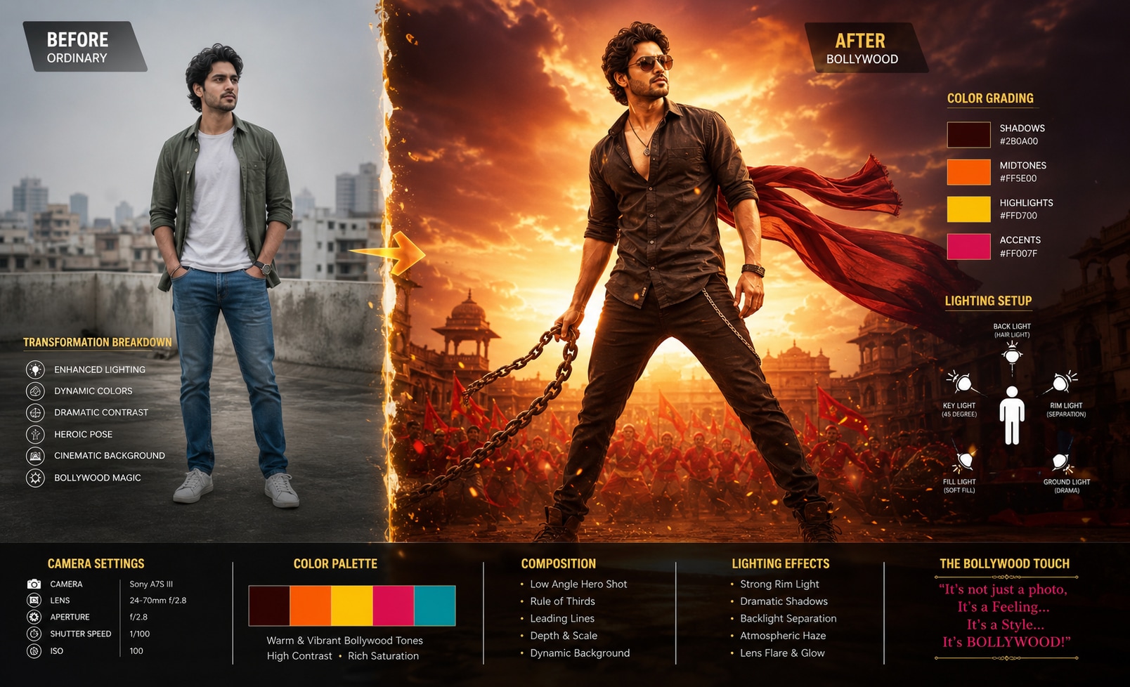 Master cinematic bollywood looks with ai prompts