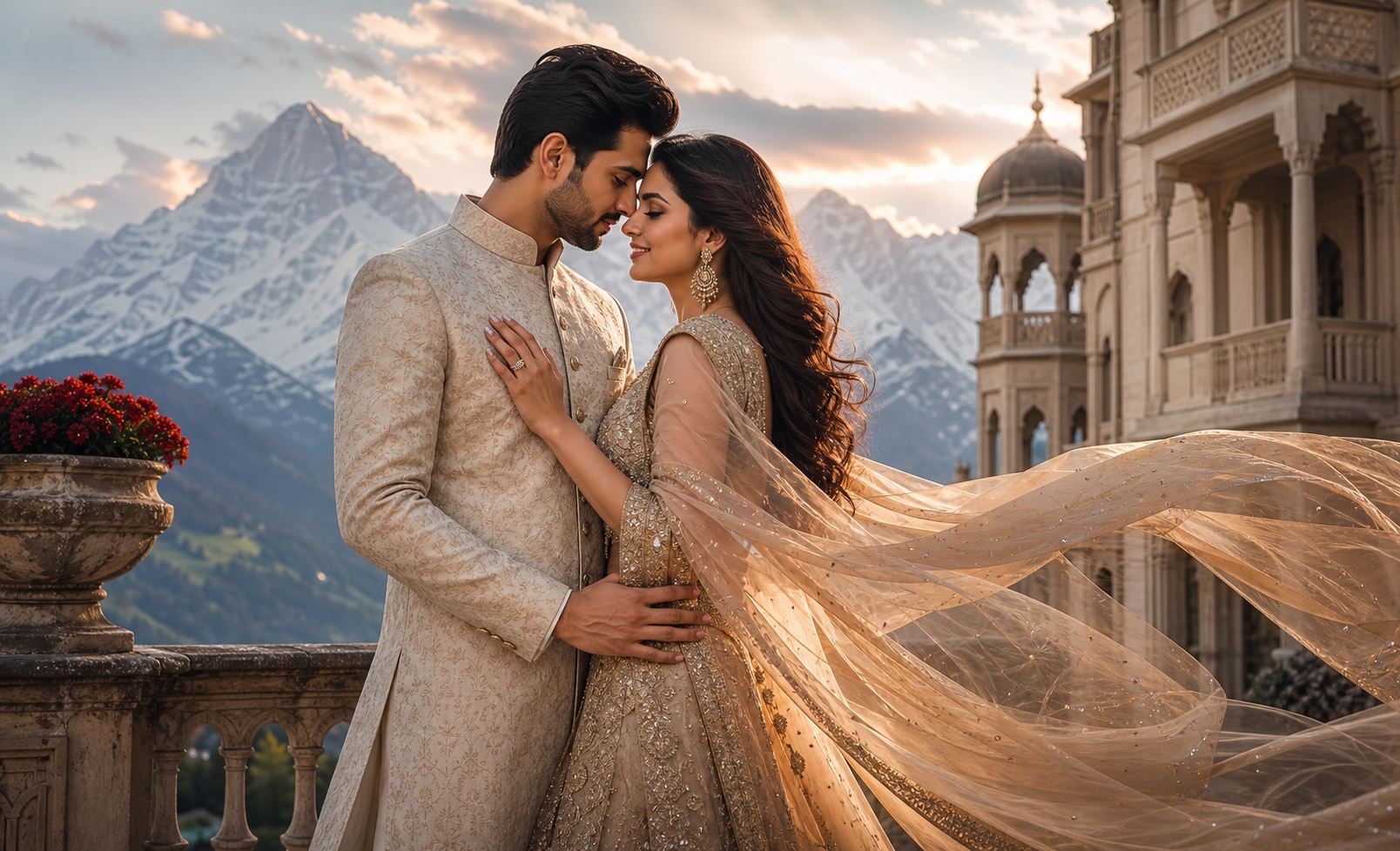 Generate romantic bollywood couple photos
