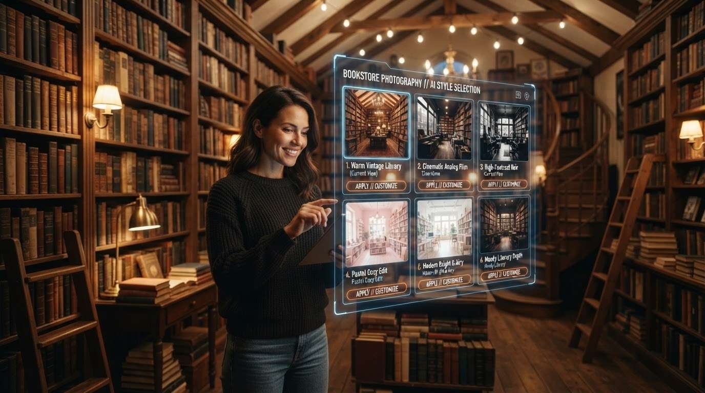 Unmatched AI model flexibility for bookstore photography