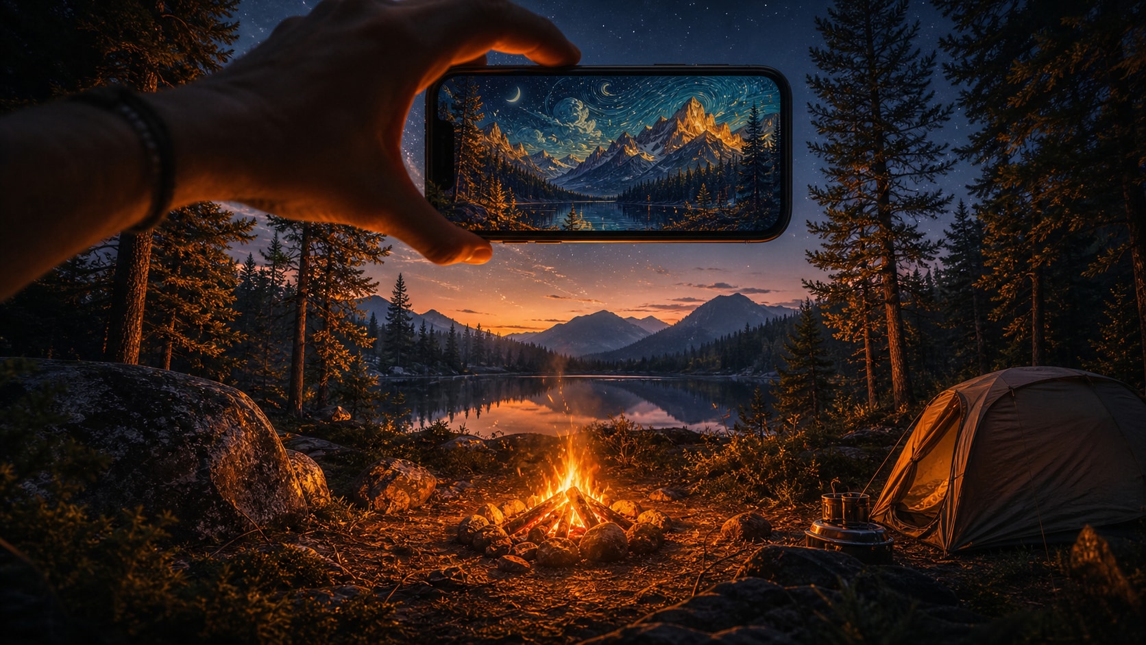 AI generated camping memory visualization