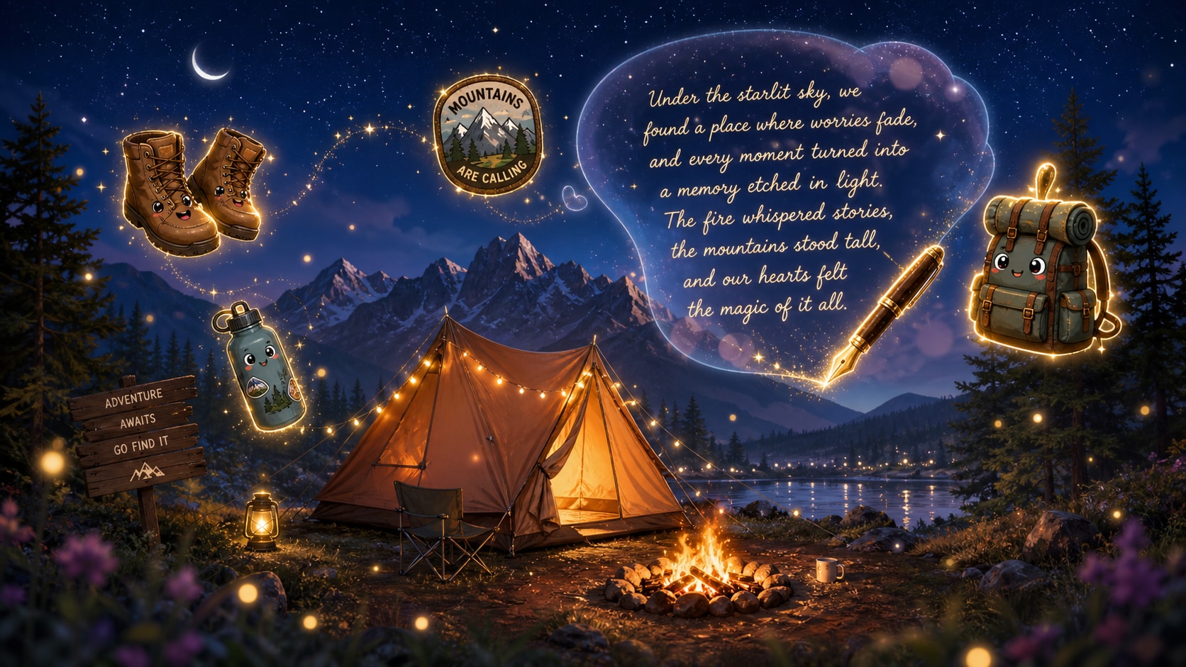 AI sticker and copywriting tools for outdoor edits