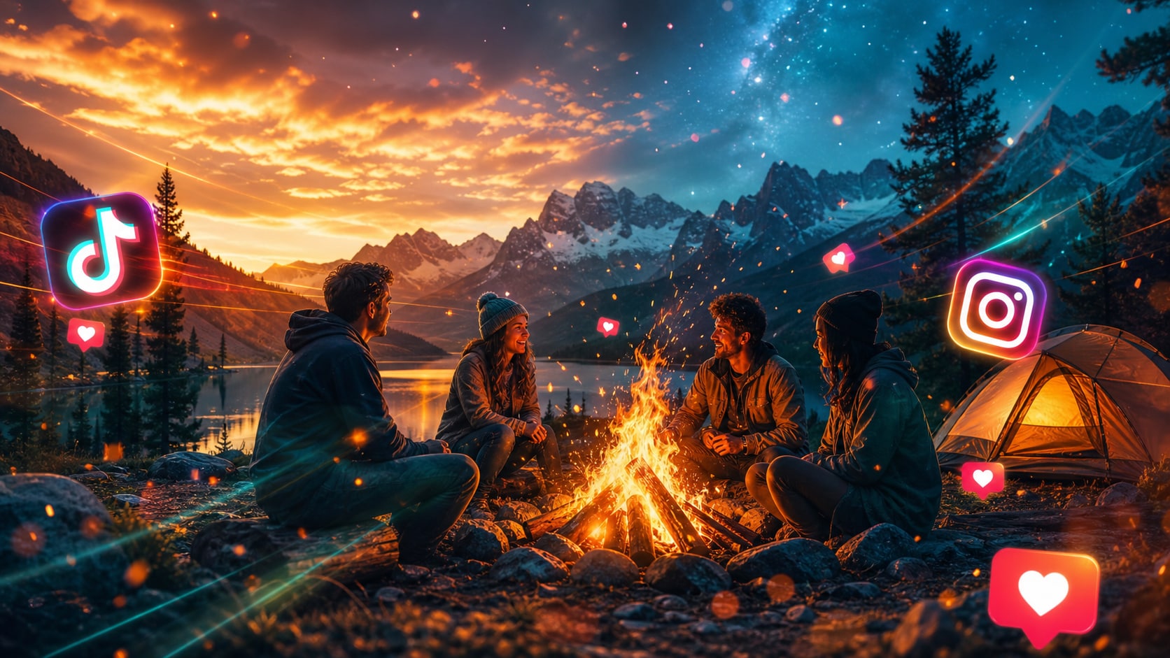 Viral camping edits for social media platforms