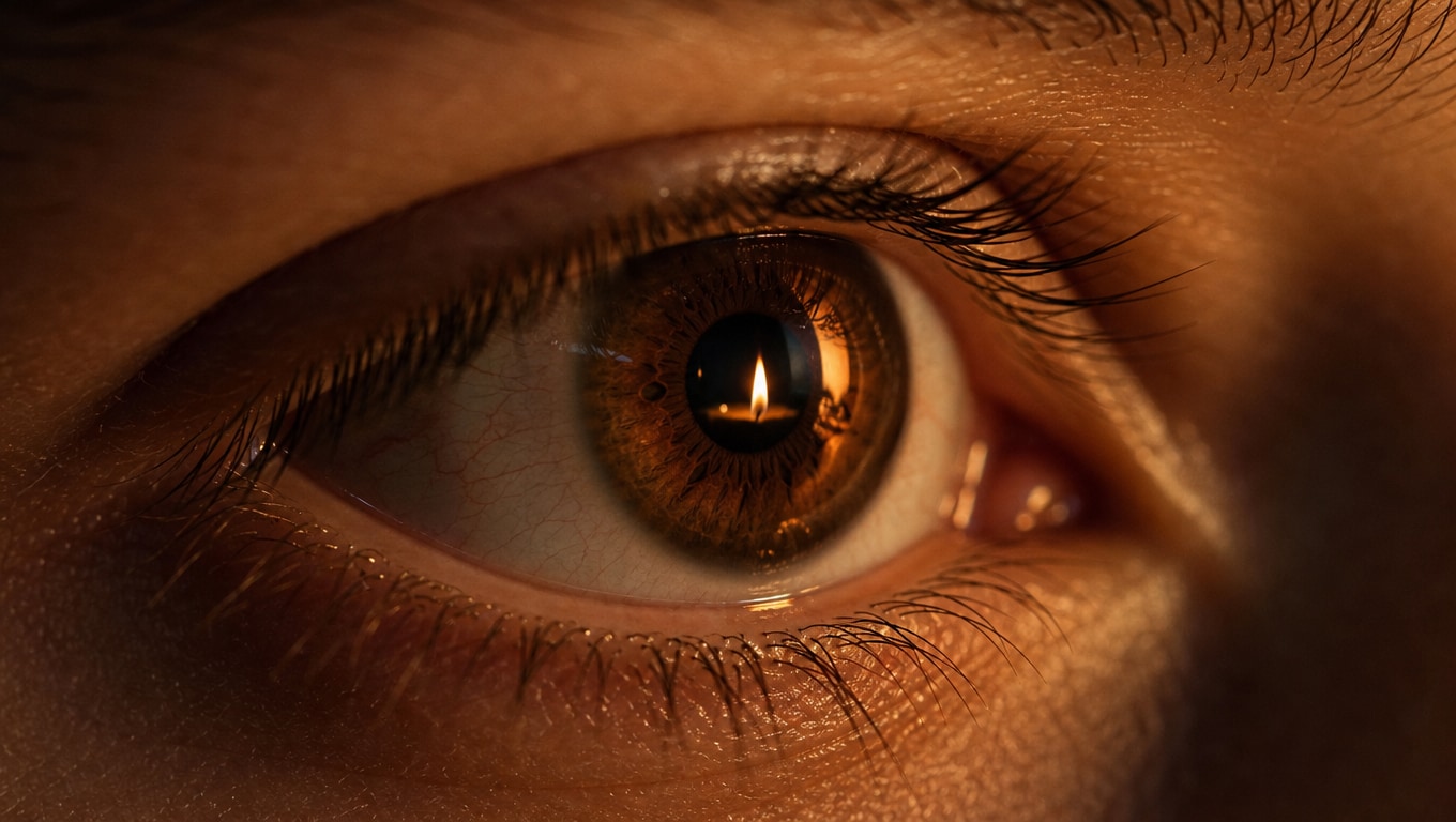 Advanced AI model rendering candlelight eyes photo prompt