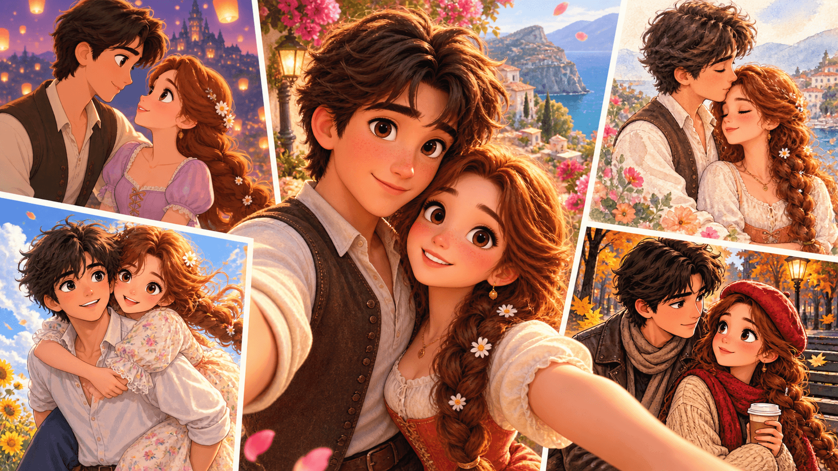 Explore various romantic cartoon couple aesthetic styles