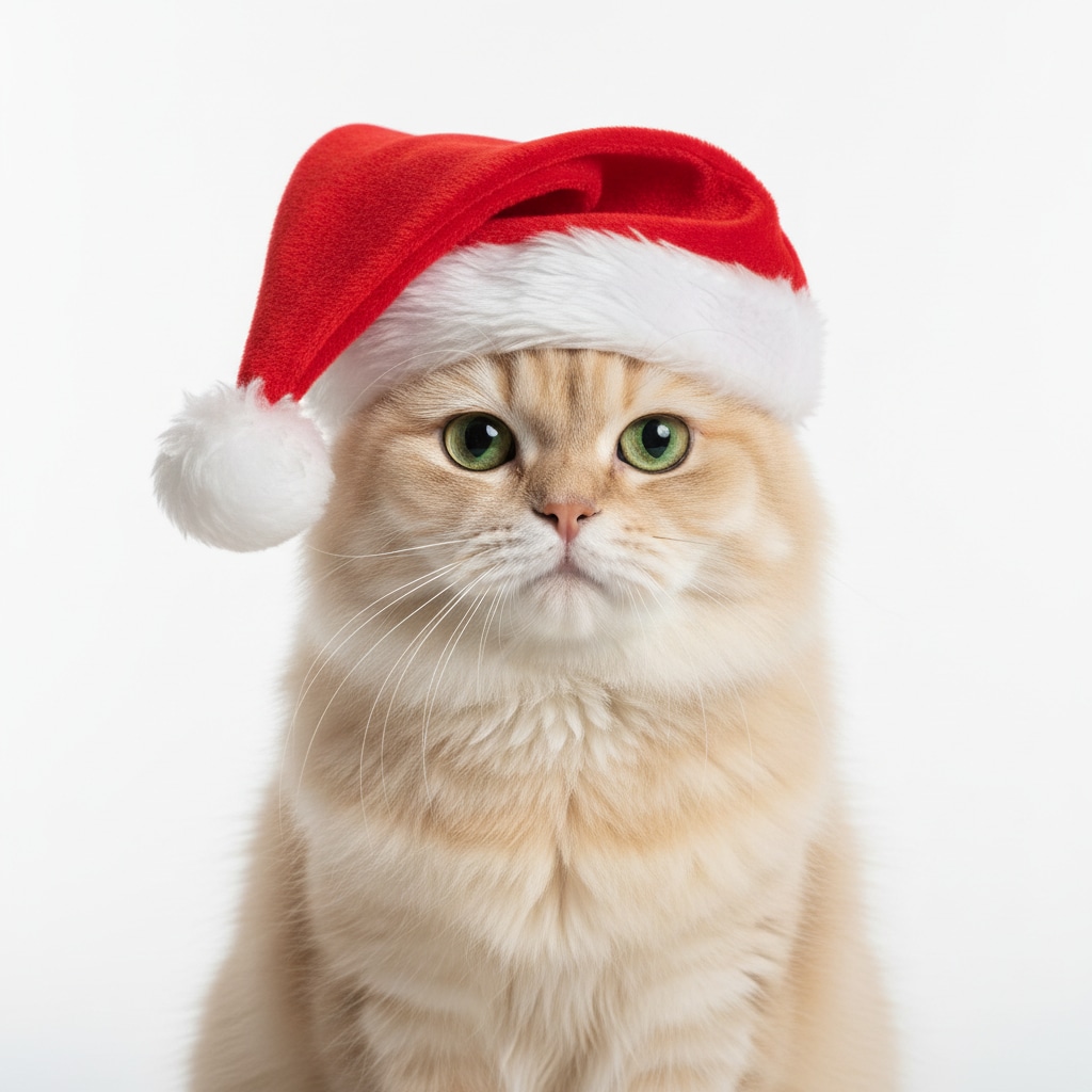 20枚以上のかわいいサンタ帽の猫画像（プロンプト付き）