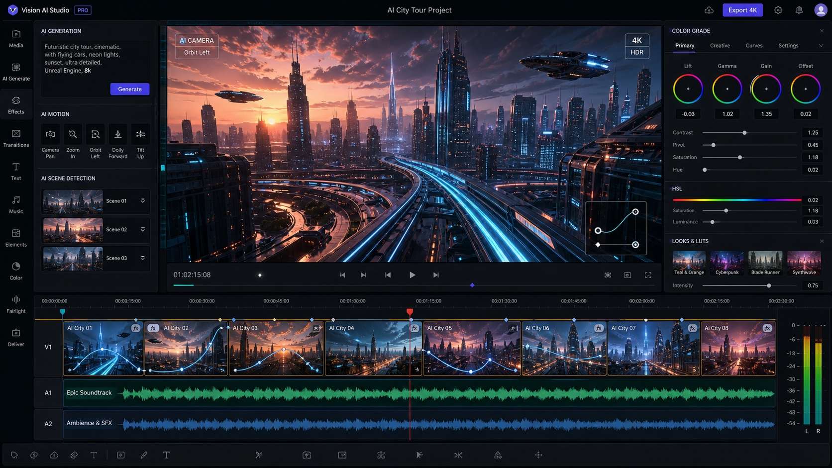 Seamless video editing integration for animated city tour
