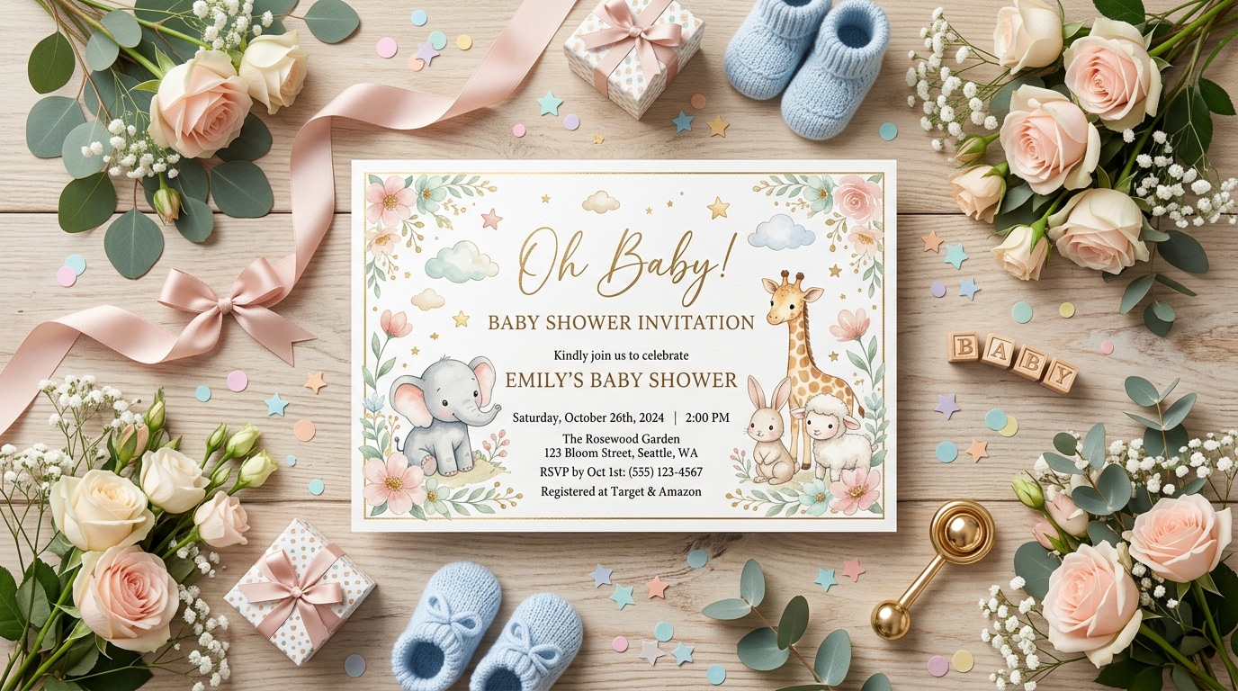 Create shower invitations using ChatGPT ai prompt for baby boy