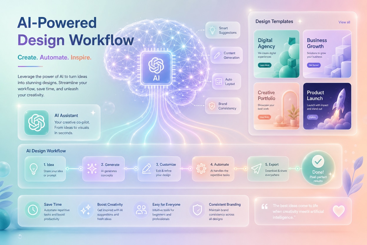 Streamlined workflow with glass morphism poster design prompts
