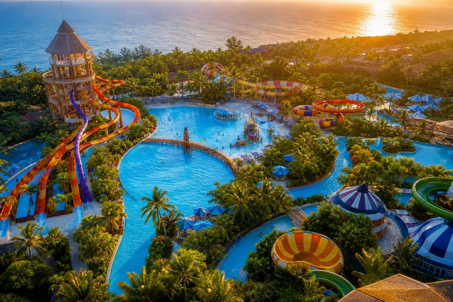 Generate realistic summer escapes with AI waterpark photo prompts