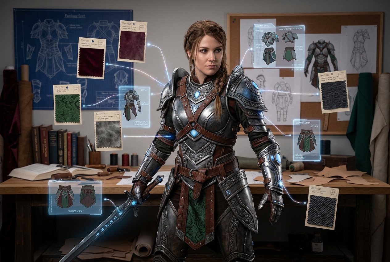 Design fantasy cosplay outfit AI