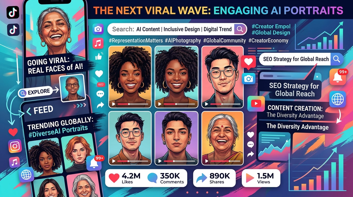 Captivate social media audience with diverse AI faces