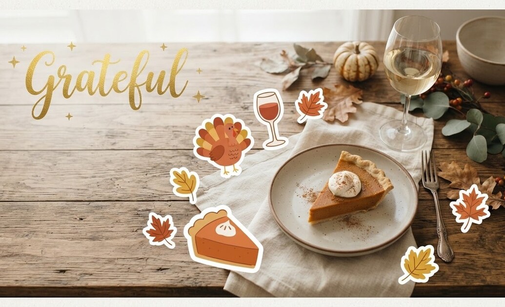 Add AI stickers and text overlays to Friendsgiving photos