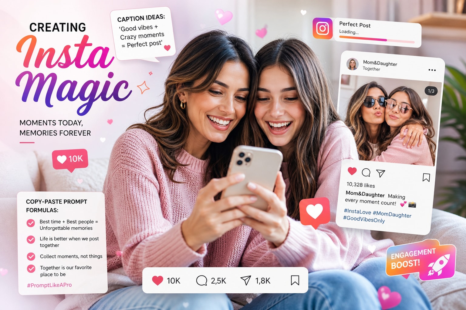 Instagram ready chatgpt prompt for mother and daughter hugging