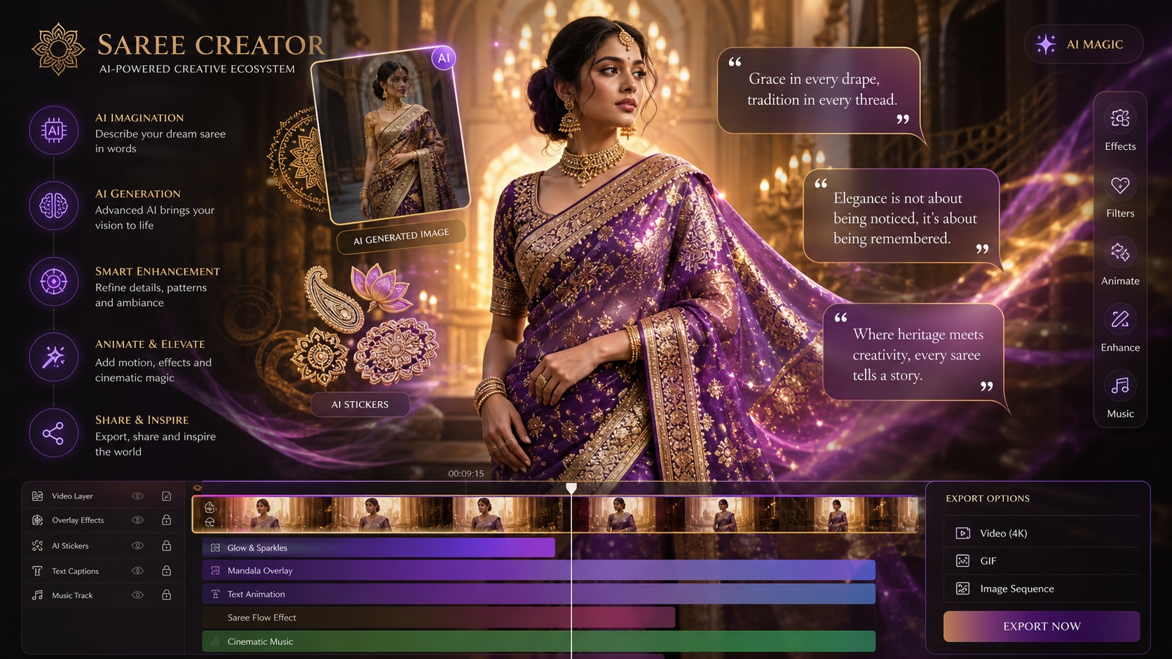 All-in-one AI video editing with best saree ai prompts for chatgpt