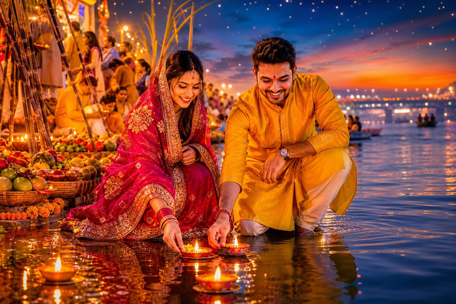 Viral Chhath Puja couple AI photo prompt generation
