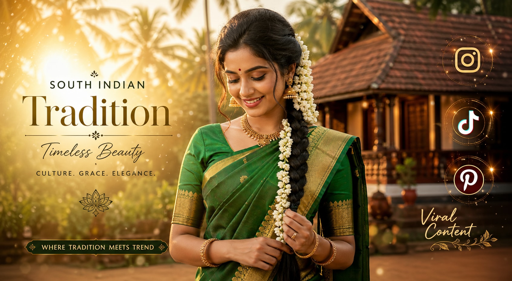 Create viral South Indian traditional portraits with Chithi Ponnu prompts