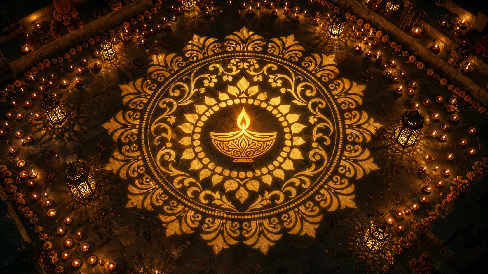 Integrate diwali rangoli designs into video templates
