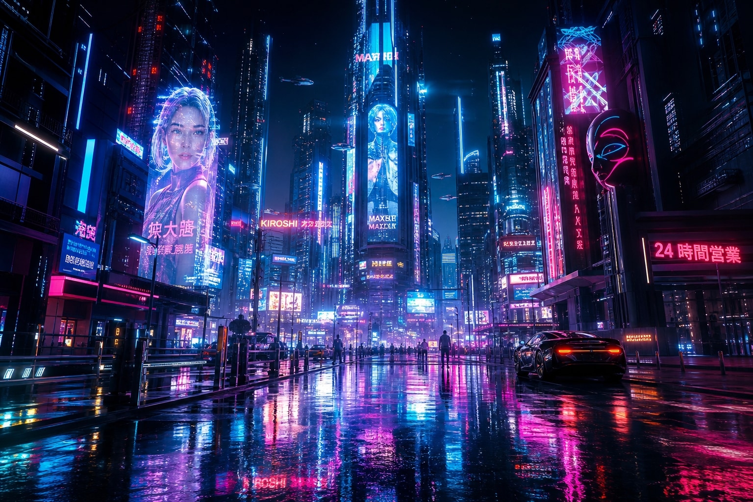 Cyberpunk and neon city night prompts generator