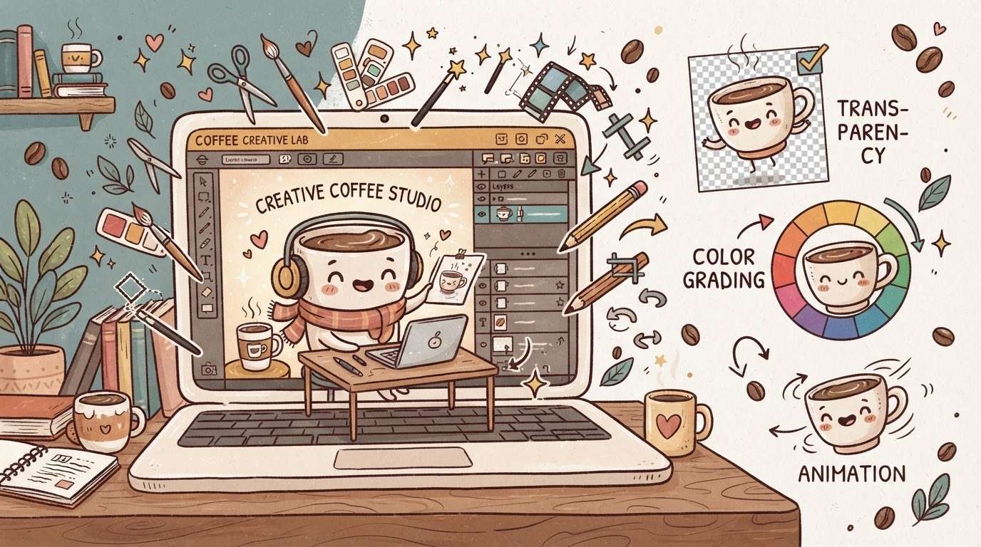 Edit coffee doodle AI art with advanced tools