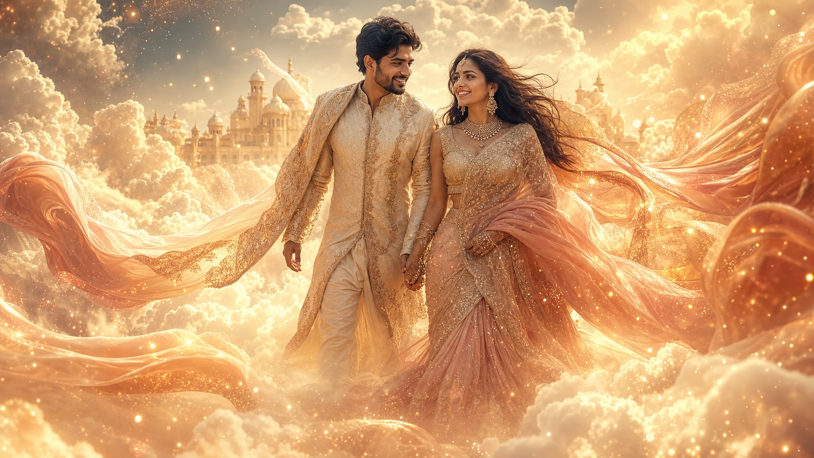 Generate romantic couple saree images with AI