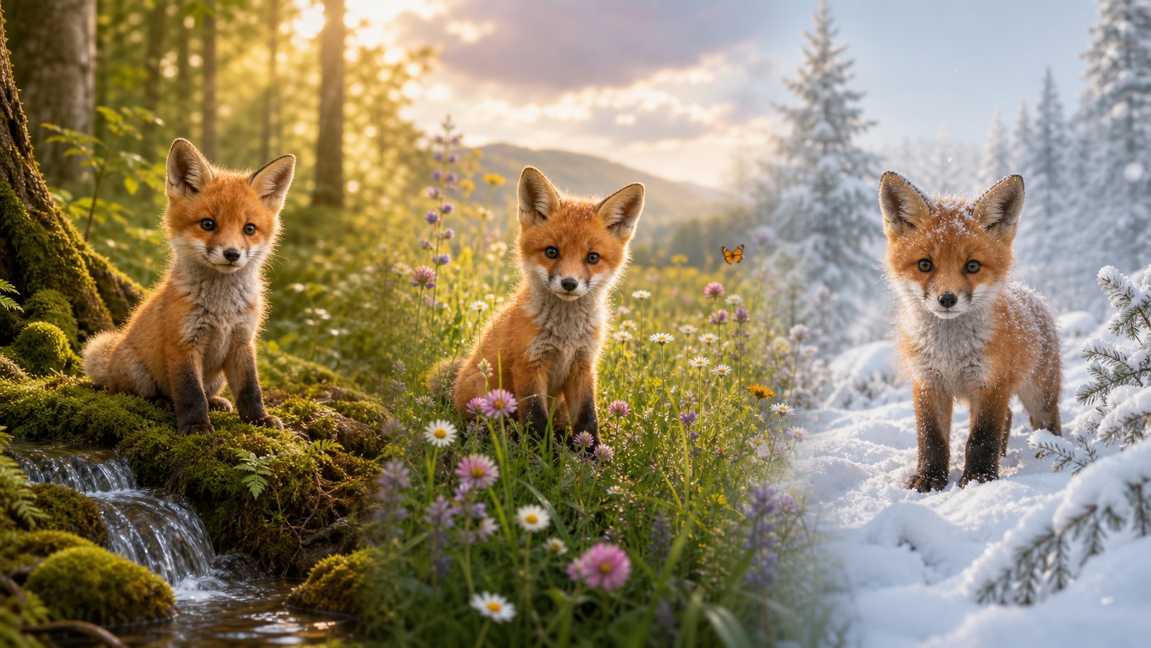 cute baby fox forest scene prompt feature image
