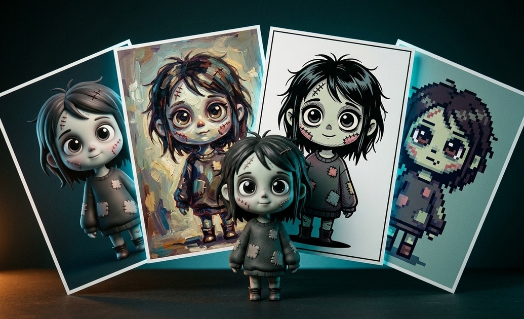Design charming characters with cute zombie prompts