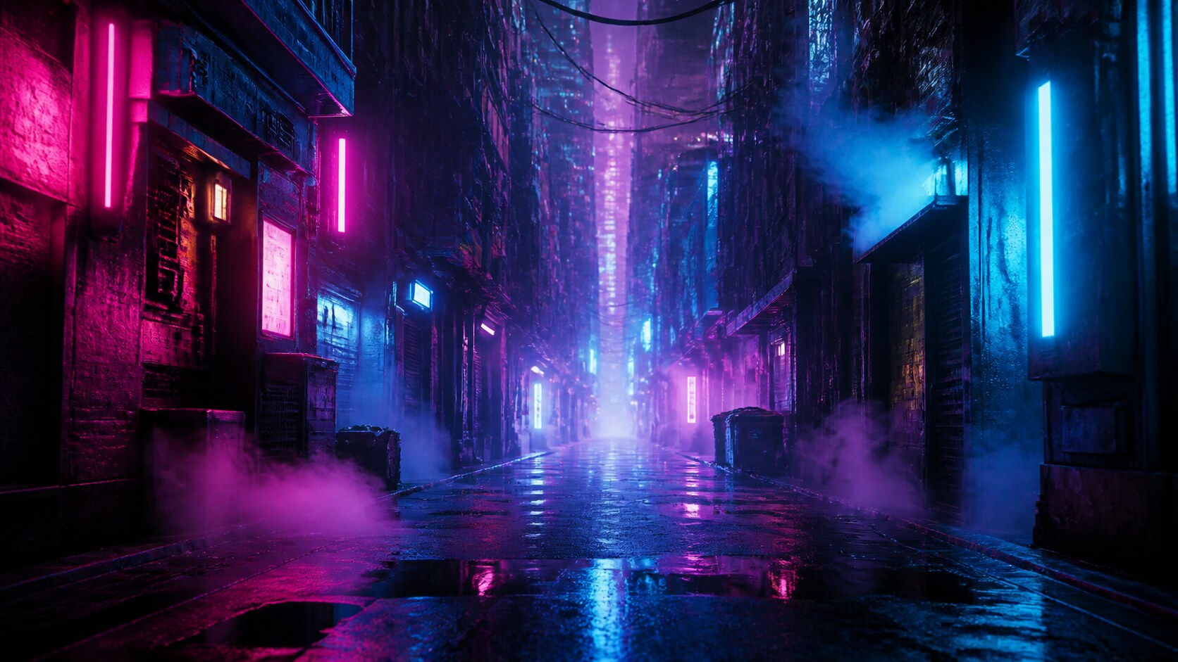 Cyberpunk AI image converted into video in Filmora