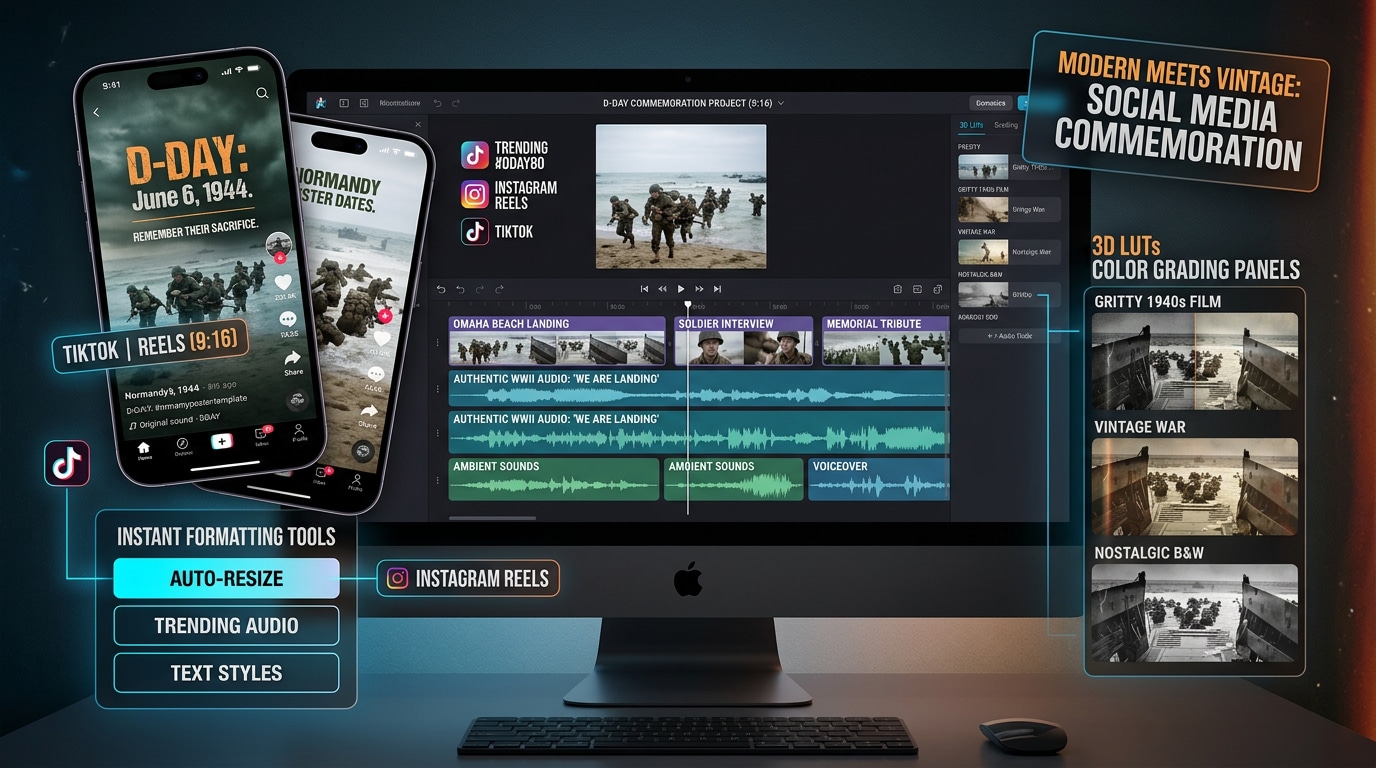 Effortless social media commemoration using D-Day templates