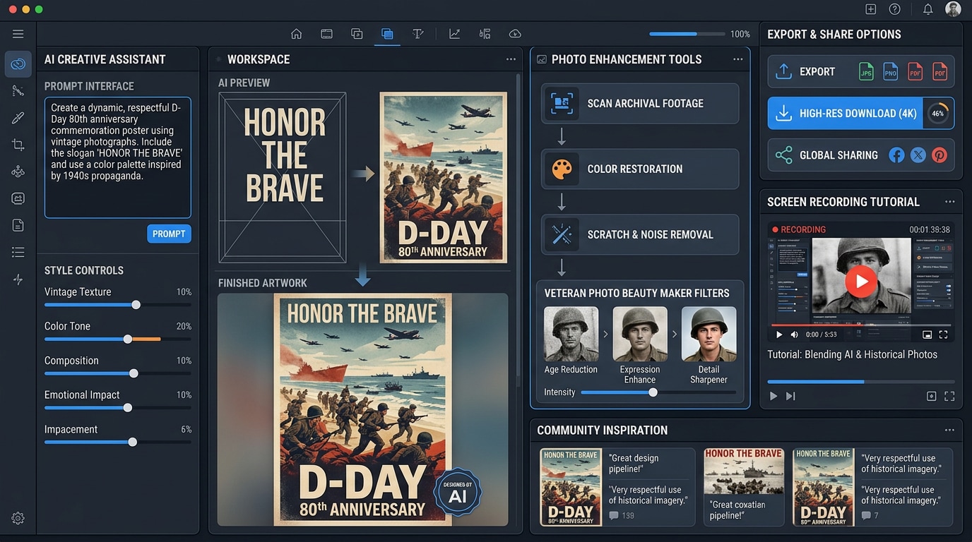 Advanced AI design workflows for commemorative D-Day art