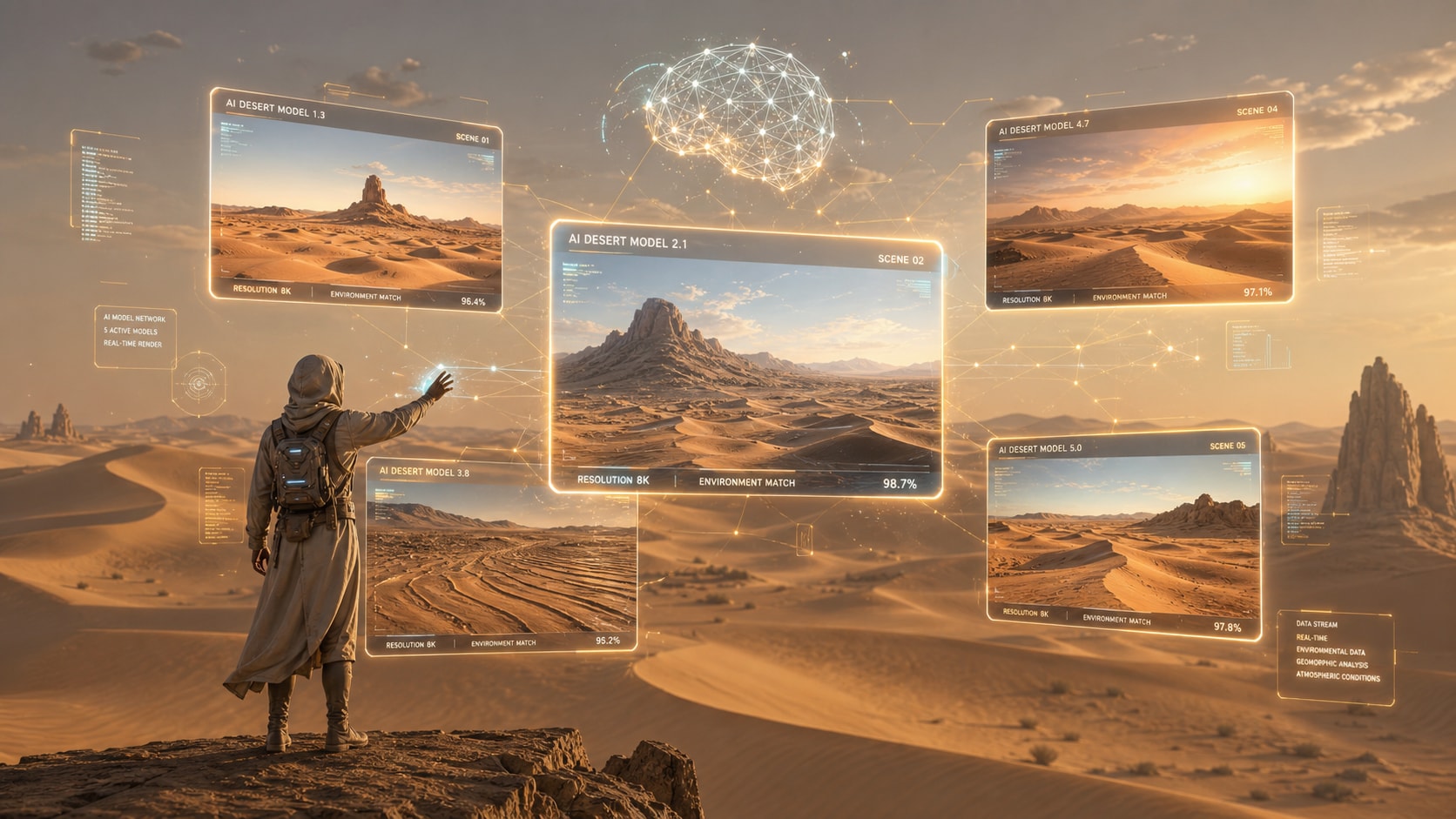 Leverage advanced AI models for desert image prompts