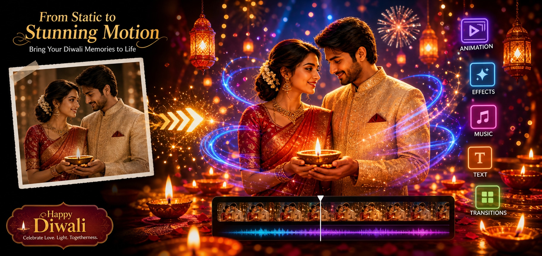 Turn Diwali AI photos into videos