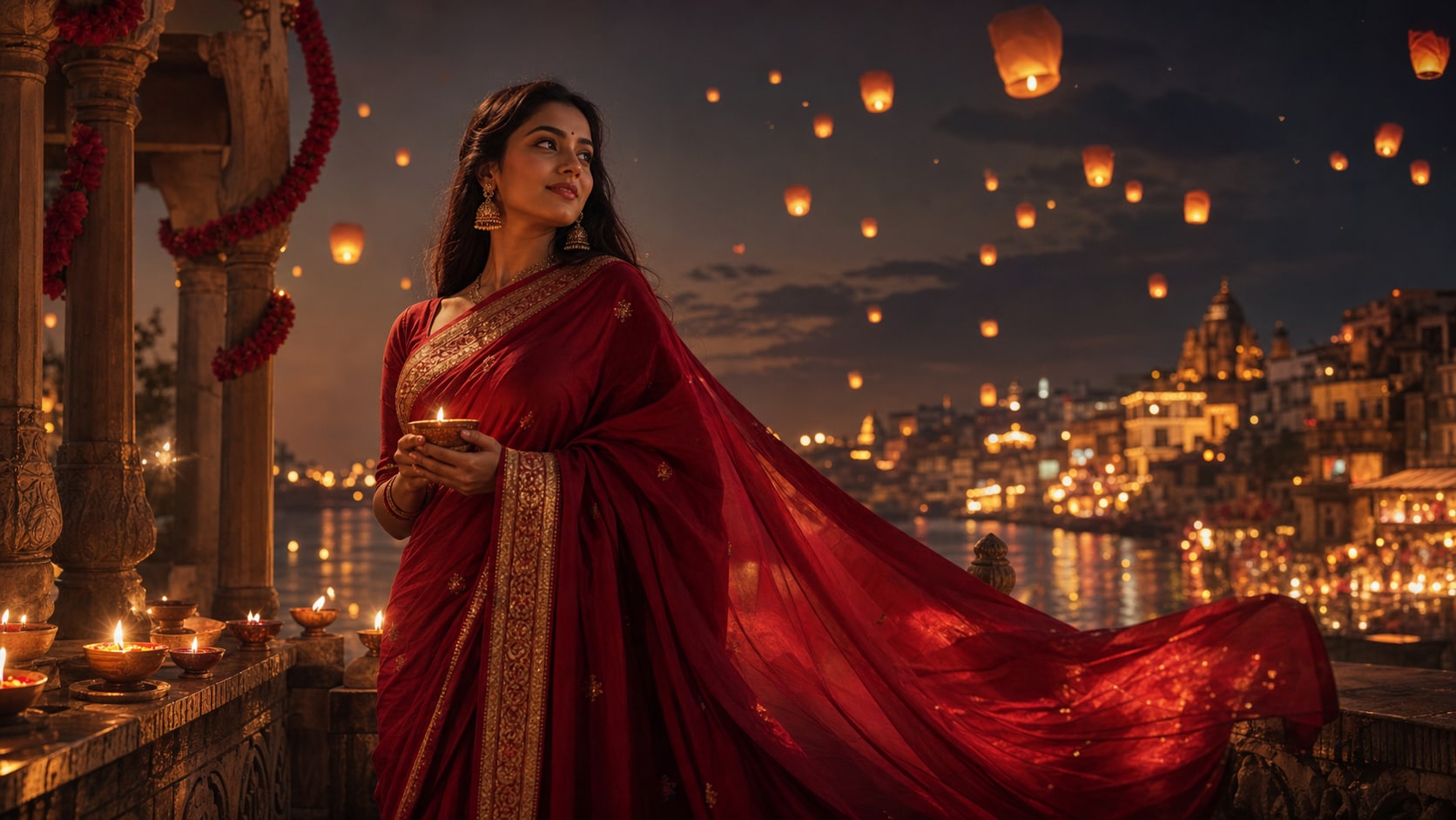 Animate your diwali prompt for gemini girl saree look