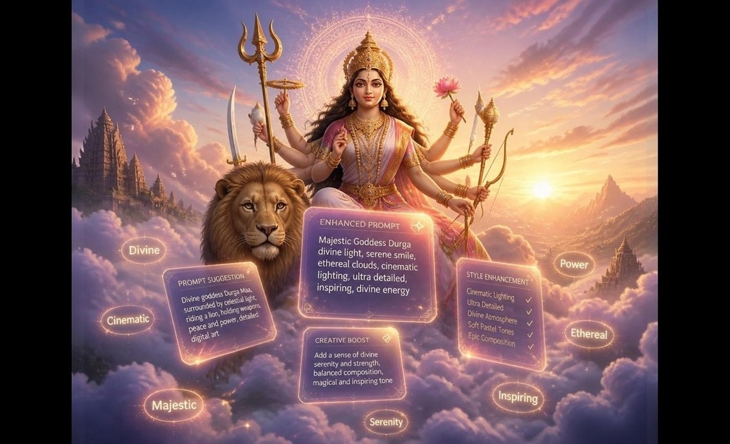 Refine the durga maa ai photo editing prompt with AI copywriting